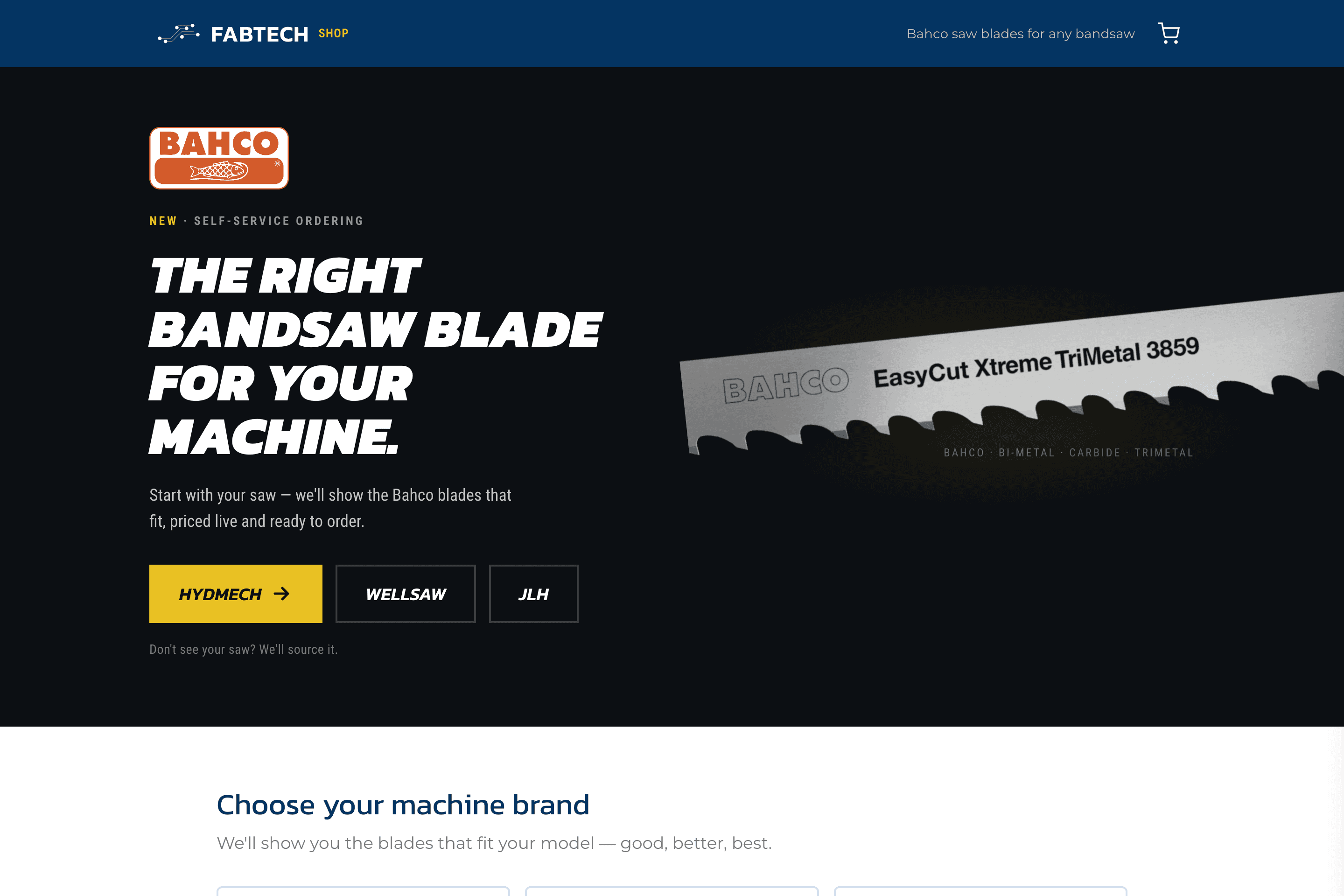 FabTech self-service blade shop at shop.fabtechsolutions.com